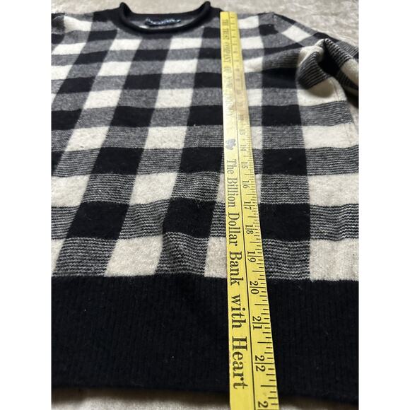 Ralph Lauren 100% Wool Buffalo Check Plaid Sweater, White Black, M Vintage Crew - Picture 14 of 16